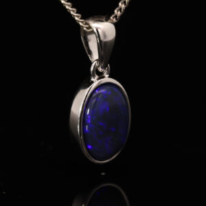 Sterling Silver Blue Purple Black Opal Pendant
