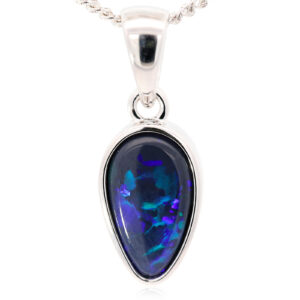 Sterling Silver Blue Green Purple Black Opal Pendant