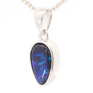 Sterling Silver Blue Green Purple Black Opal Pendant