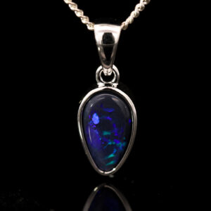 Sterling Silver Blue Green Purple Black Opal Pendant