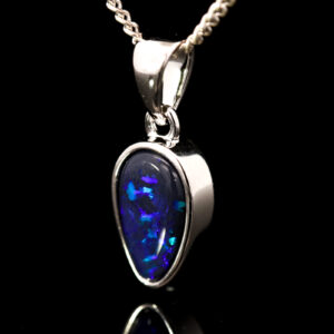 Sterling Silver Blue Green Purple Black Opal Pendant
