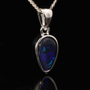 Sterling Silver Blue Green Purple Black Opal Pendant