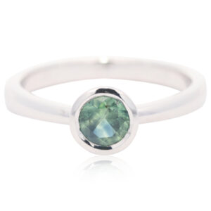 Custom Sterling Silver Blue Green Sapphire ring