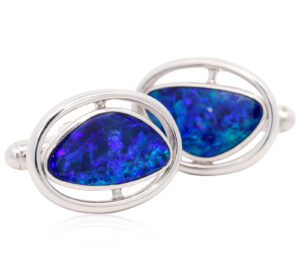 Sterling Silver Blue Green Purple Cuff Links