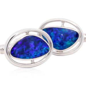 Sterling Silver Blue Green Purple Cuff Links