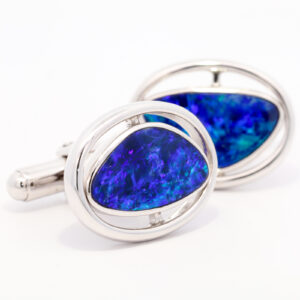 Sterling Silver Blue Green Purple Cuff Links