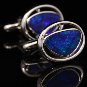 Sterling Silver Blue Green Purple Cuff Links