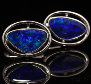 Sterling Silver Blue Green Purple Cuff Links