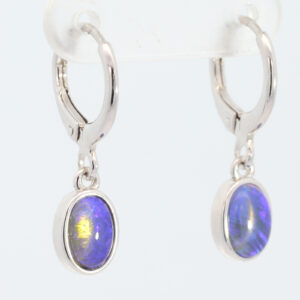 Sterling Silver Blue Purple Black Opal Earrings