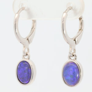 Sterling Silver Blue Purple Black Opal Earrings