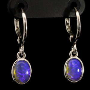 Sterling Silver Blue Purple Black Opal Earrings