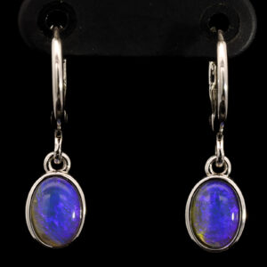 Sterling Silver Blue Purple Black Opal Earrings