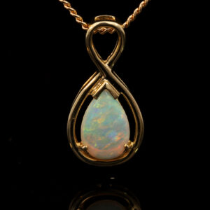 Yellow Gold Blue Green Yellow Orange Pink Crystal Opal Pendant