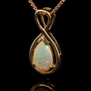 Yellow Gold Blue Green Yellow Orange Pink Crystal Opal Pendant