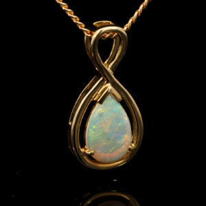 Yellow Gold Blue Green Yellow Orange Pink Crystal Opal Pendant