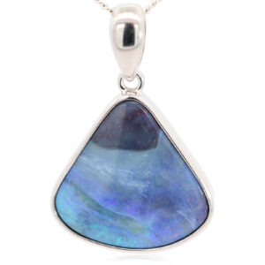 Sterling Silver Blue Green Purple Boulder Opal Pendant
