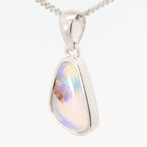 Sterling Silver Blue Green Crystal Opal Pendant