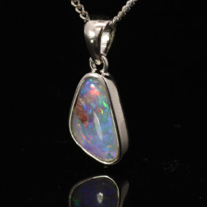 Sterling Silver Blue Green Crystal Opal Pendant