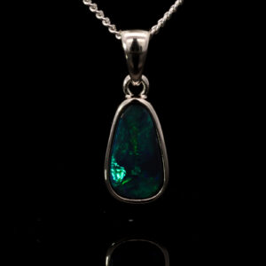 Sterling Silver Blue Green Black Opal Pendant