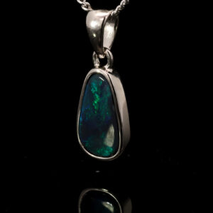 Sterling Silver Blue Green Black Opal Pendant