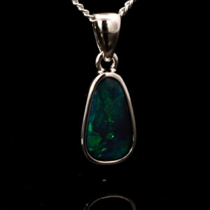 Sterling Silver Blue Green Black Opal Pendant