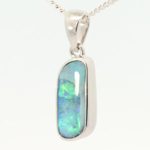 Sterling Silver Blue Green Boulder Opal Pendant