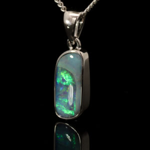 Sterling Silver Blue Green Boulder Opal Pendant