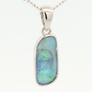 Sterling Silver Blue Green Boulder Opal Pendant