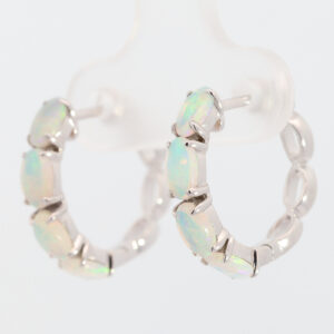 White Gold Blue Green Crystal Opal Earrings