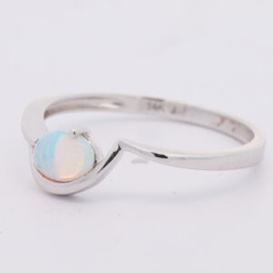 White Gold Blue Green Crystal Opal Ring