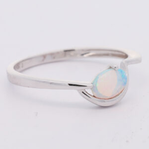White Gold Blue Green Crystal Opal Ring