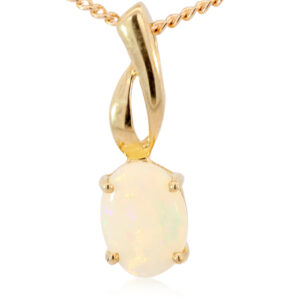 Yellow Gold Blue Green Yellow Orange Pink Crystal Opal Pendant