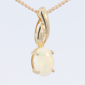 Yellow Gold Blue Green Yellow Orange Pink Crystal Opal Pendant