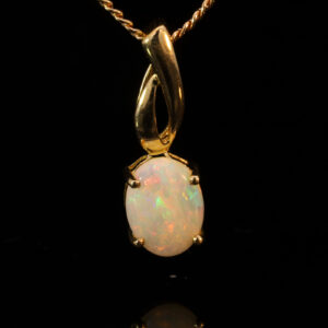 Yellow Gold Blue Green Yellow Orange Pink Crystal Opal Pendant