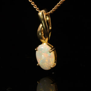 Yellow Gold Blue Green Yellow Orange Pink Crystal Opal Pendant
