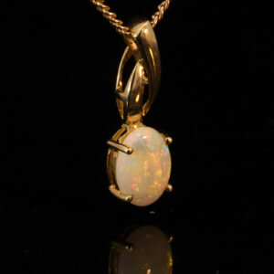 Yellow Gold Blue Green Yellow Orange Pink Crystal Opal Pendant