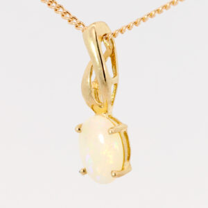 Yellow Gold Blue Green Yellow Orange Pink Crystal Opal Pendant