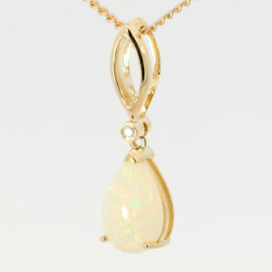Yellow Gold Blue Green Yellow Orange Crystal Opal and Diamond Pendant