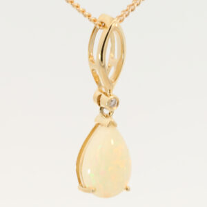 Yellow Gold Blue Green Yellow Orange Crystal Opal and Diamond Pendant