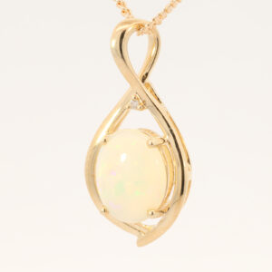 Yellow Gold Blue Green Yellow Orange Red Crystal Opal and Diamond Pendant