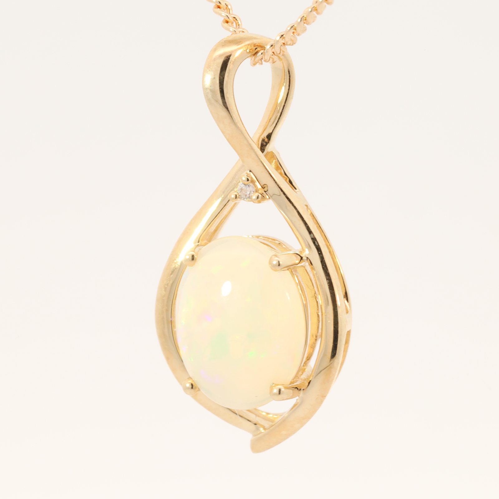 Yellow Gold Blue Green Yellow Orange Red Crystal Opal and Diamond Pendant