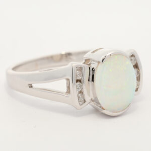 White Gold Blue Green Yellow Orange Crystal Opal and diamond Ring