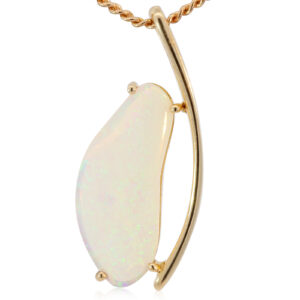 Yellow Gold Blue Green Crystal Opal Pendant