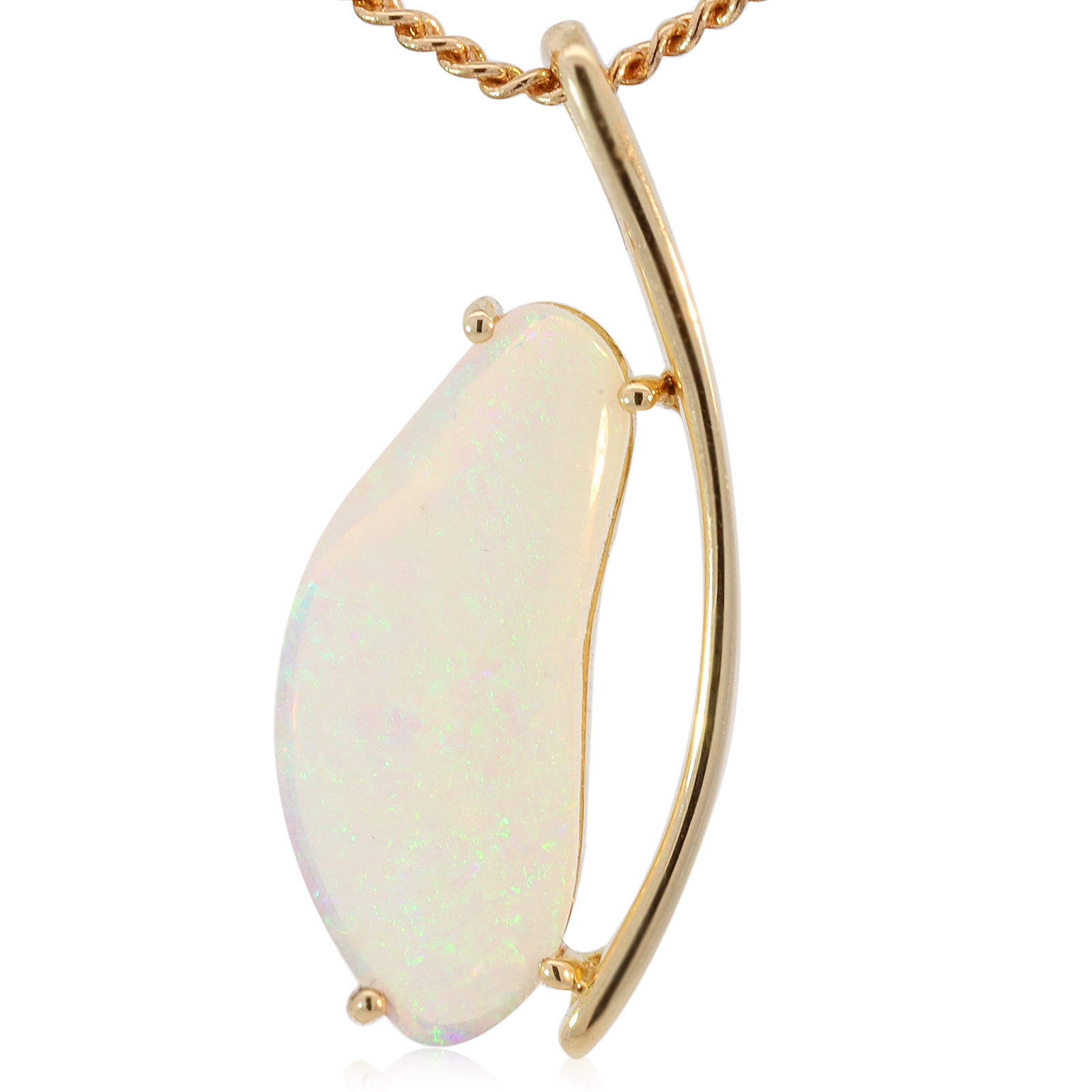 Yellow Gold Blue Green Crystal Opal Pendant