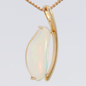 Yellow Gold Blue Green Crystal Opal Pendant