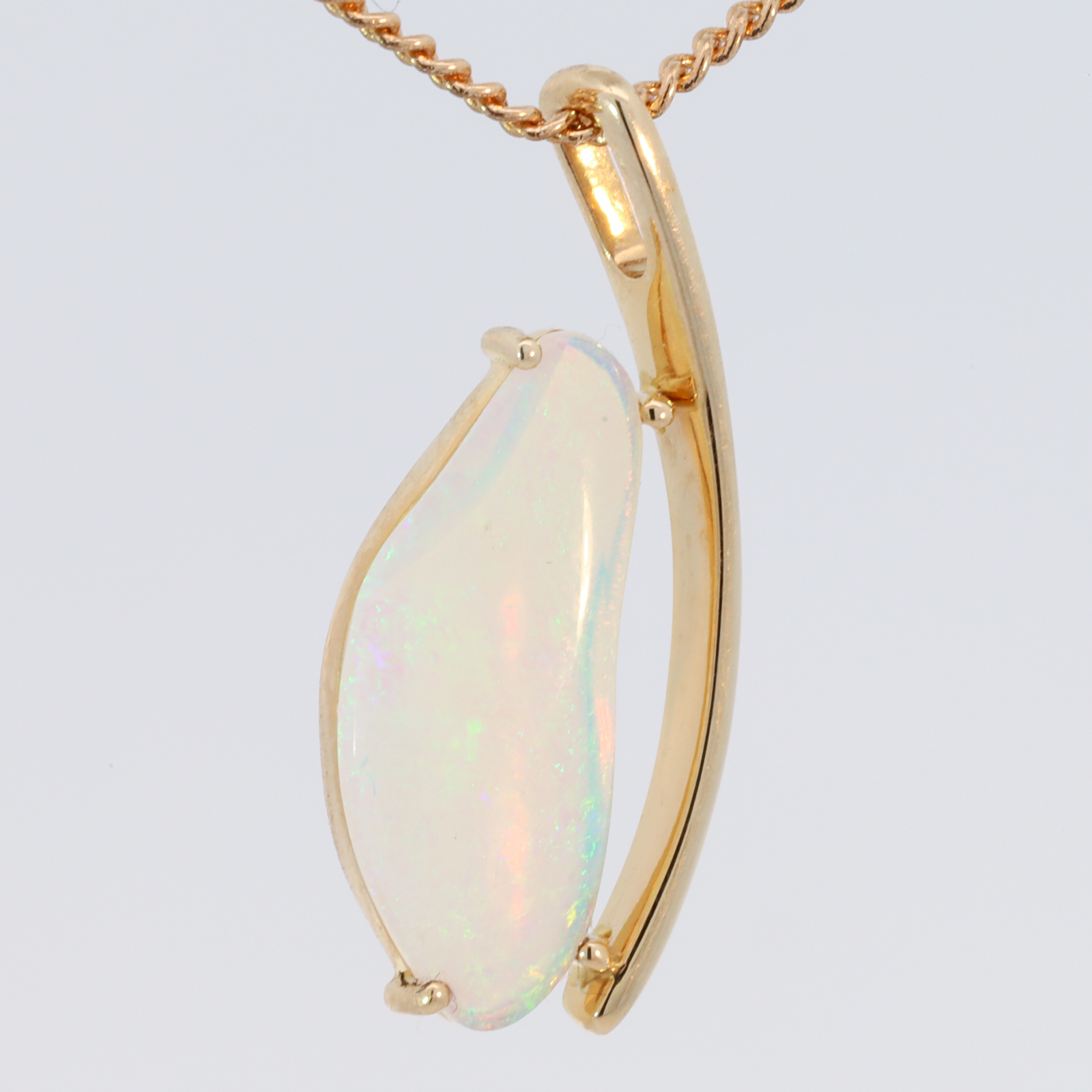 Yellow Gold Blue Green Crystal Opal Pendant