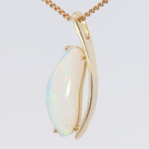 Yellow Gold Blue Green Crystal Opal Pendant