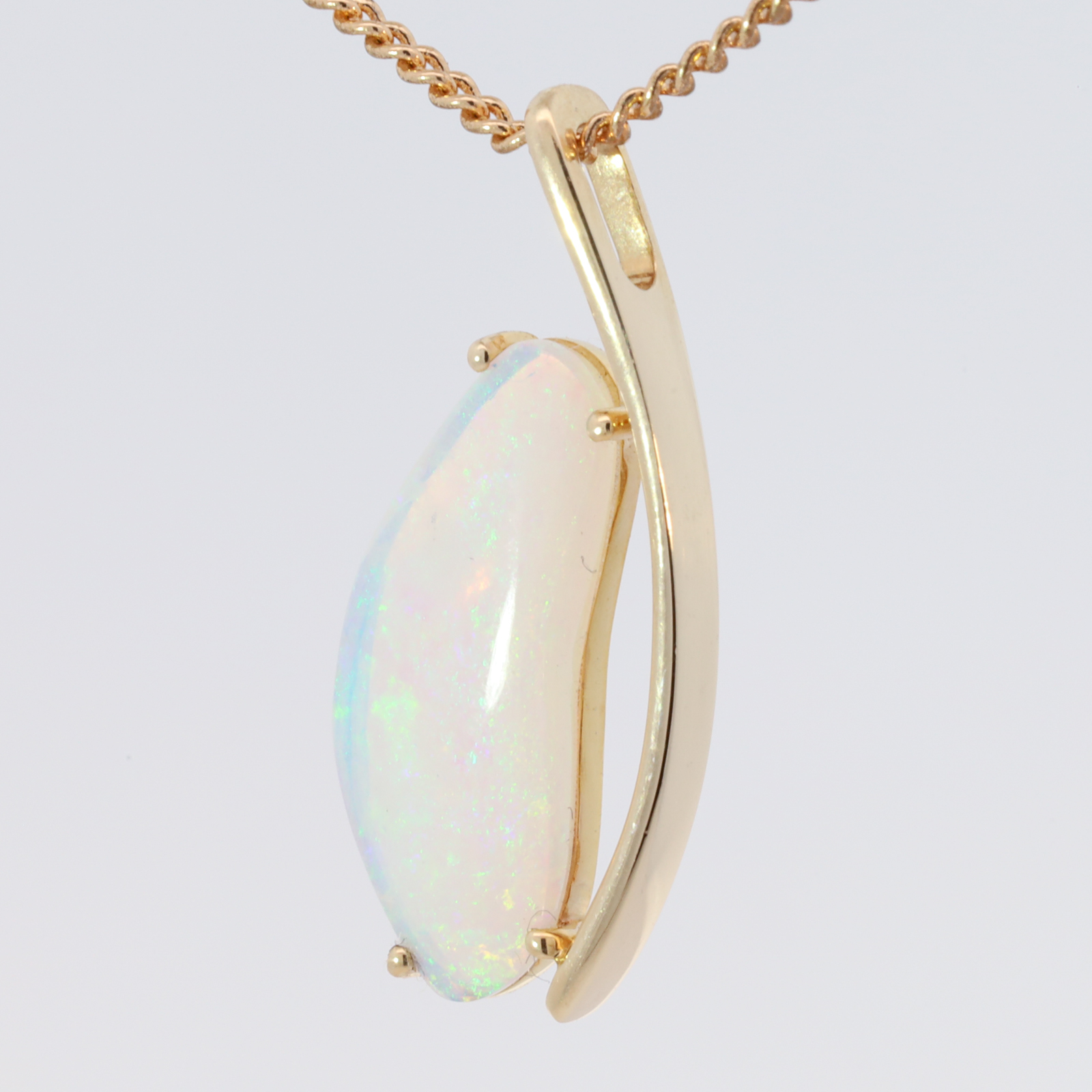 Yellow Gold Blue Green Crystal Opal Pendant