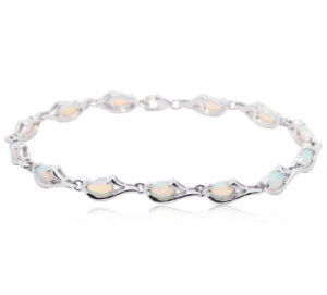 White Gold Blue Green Crystal Opal Bracelet