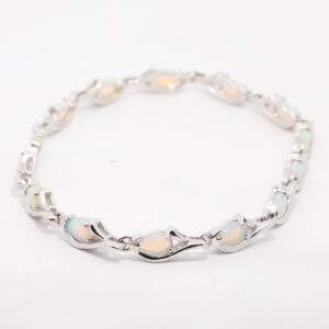 White Gold Blue Green Crystal Opal Bracelet